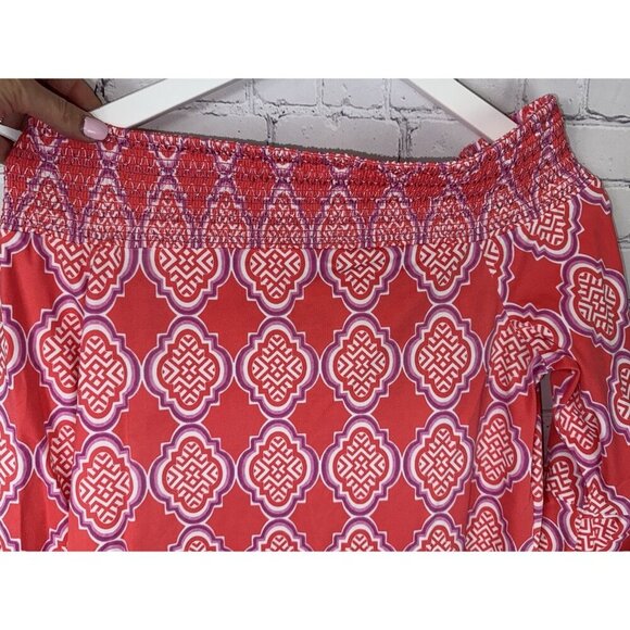 CABANA LIFE Women’s Coral Geo Off The Shoulder Dress Size Small Beach Boho - Picture 3 of 8